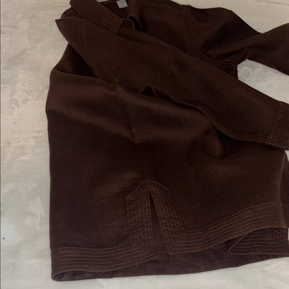 Liz Claiborne Dark Brown Women's Blouse 100% linen - Picture 11 of 11